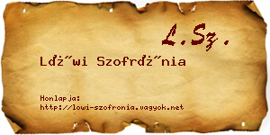 Löwi Szofrónia névjegykártya